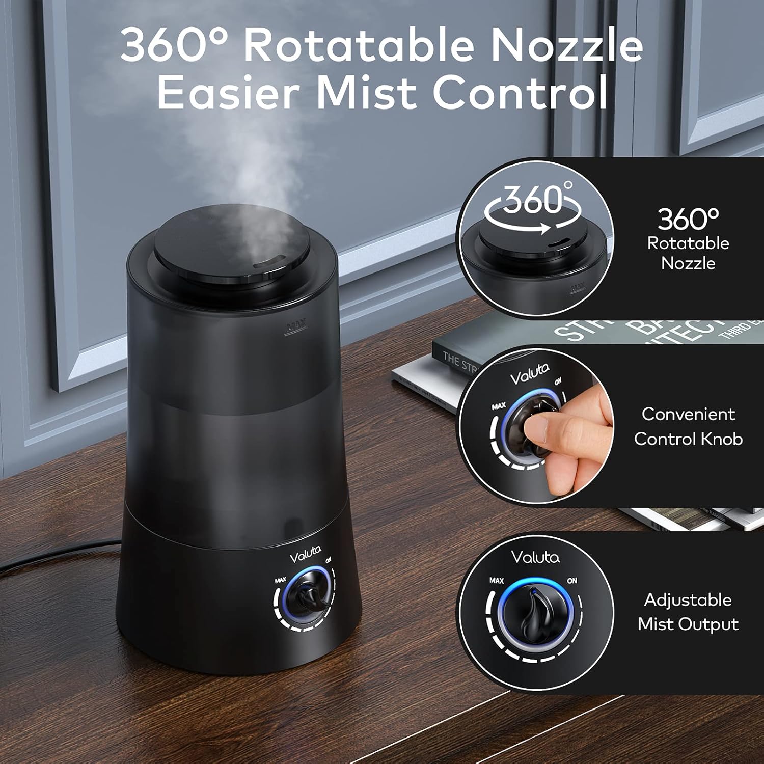 4L Cool Mist Top Fill Ultrasonic Humidifier for Bedroom, 360° Mist Output L498907