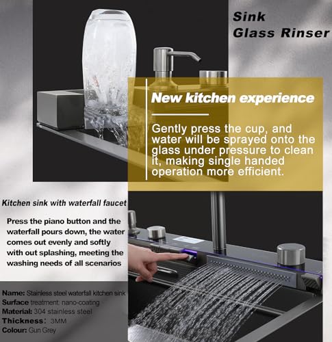304 Stainless Steel Kitchen Sink with Dual Waterfall Outlets C6943