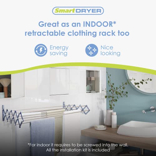 Smartdryer Retractable Clothes Drying Rack for Indoor/Outdoor Use W94920
