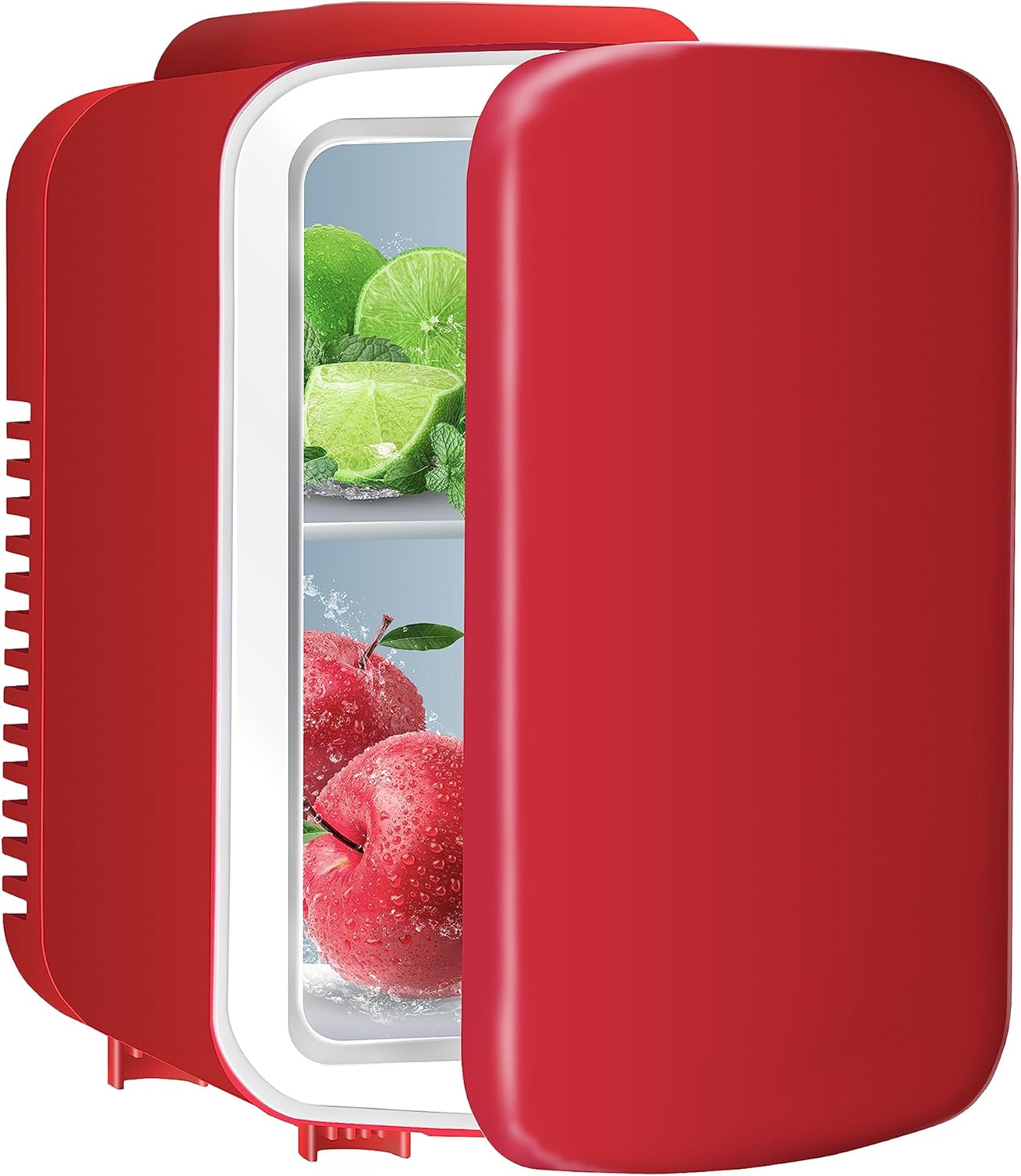 Simple Deluxe Mini Fridge, 4L/6 Can Portable Cooler & Warmer Freon-Free Small Refrigerator Provide Compact Storage for Skincare, Beverage, Food, Cosmetics, Red