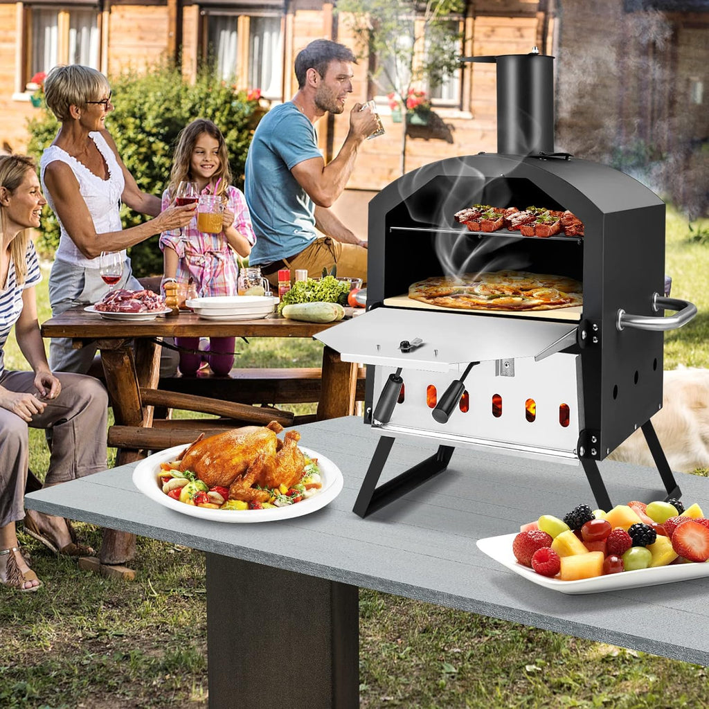 Giantex Outdoor Pizza Oven Wood Fired 2-Layer with Pizza Stone, 28 Inch L931