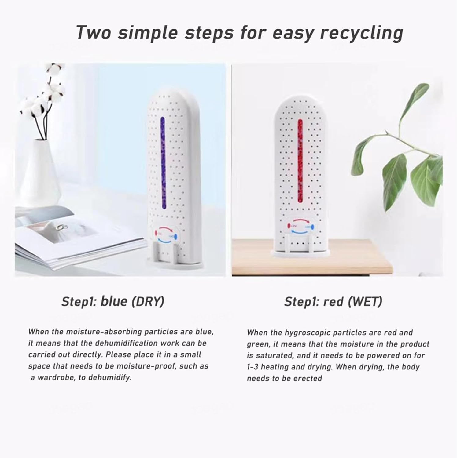 Gerrit Room Dehumidifiers for Bedroom, Cordless Rechargeable, 2PCS R7282