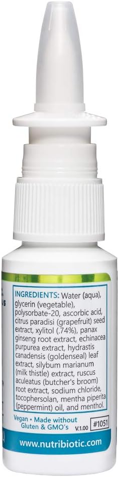 NutriBiotic Nasal Spray Plus 1 FL OZ Nasal Lubricant with Grapefruit Seed Extract F46683