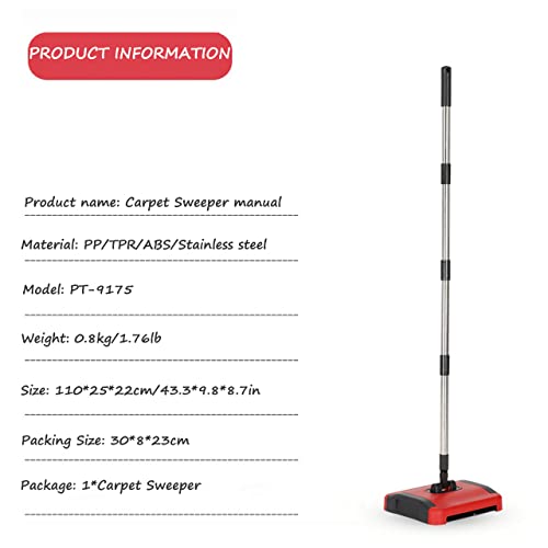 YADMISU Carpet Sweeper Manual Non Electric Triple Brush Lightweight W467943