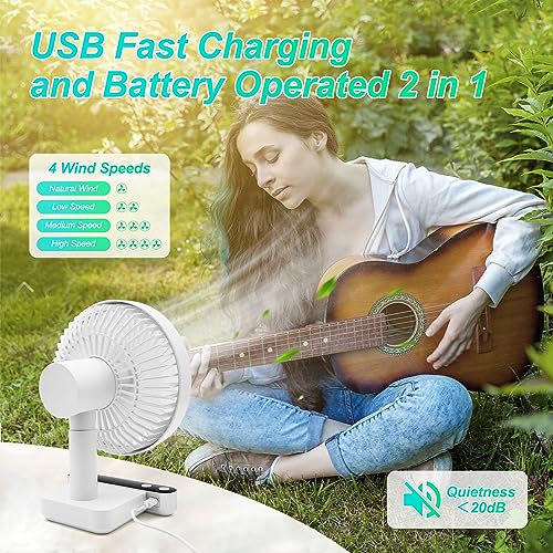 WIXBOSHU Rechargeable Oscillating Desk Fan, 4 Speeds, USB J76033