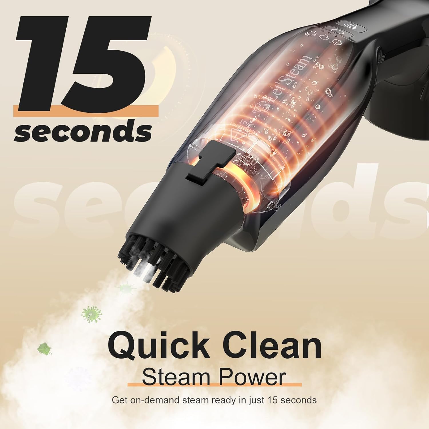 Let'Steam Heavy Duty Steam Mop with 17 Accessories for Hardwood, Tile and Grout P37119