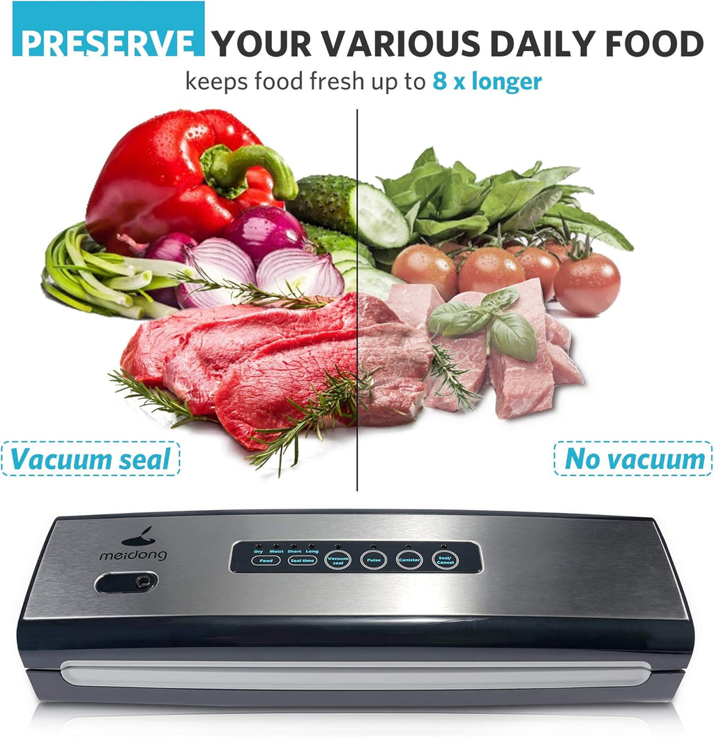 meidong Vacuum Sealer Machine with Starter Kit, Dry & Moist Food Modes H80053
