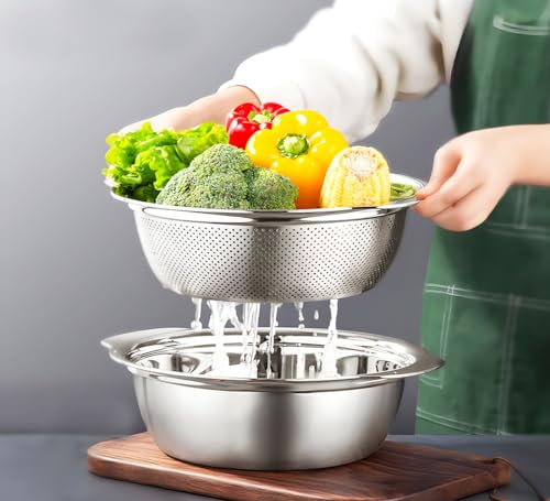 POJORY Stainless Steel Colander with Easy Grip F3821
