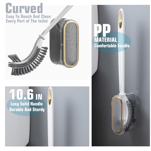 MMIOFANT Toilet Bowl Brush and Holder Set, Wall Mount Silicone Scrubber J724019