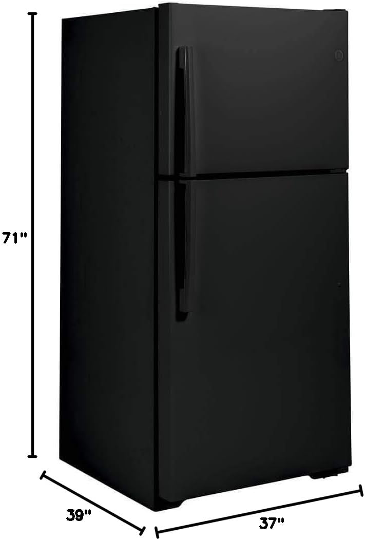 GE GTS22KGNRBB 33" Top Freezer Refrigerator with LED Lighting, Black E131098