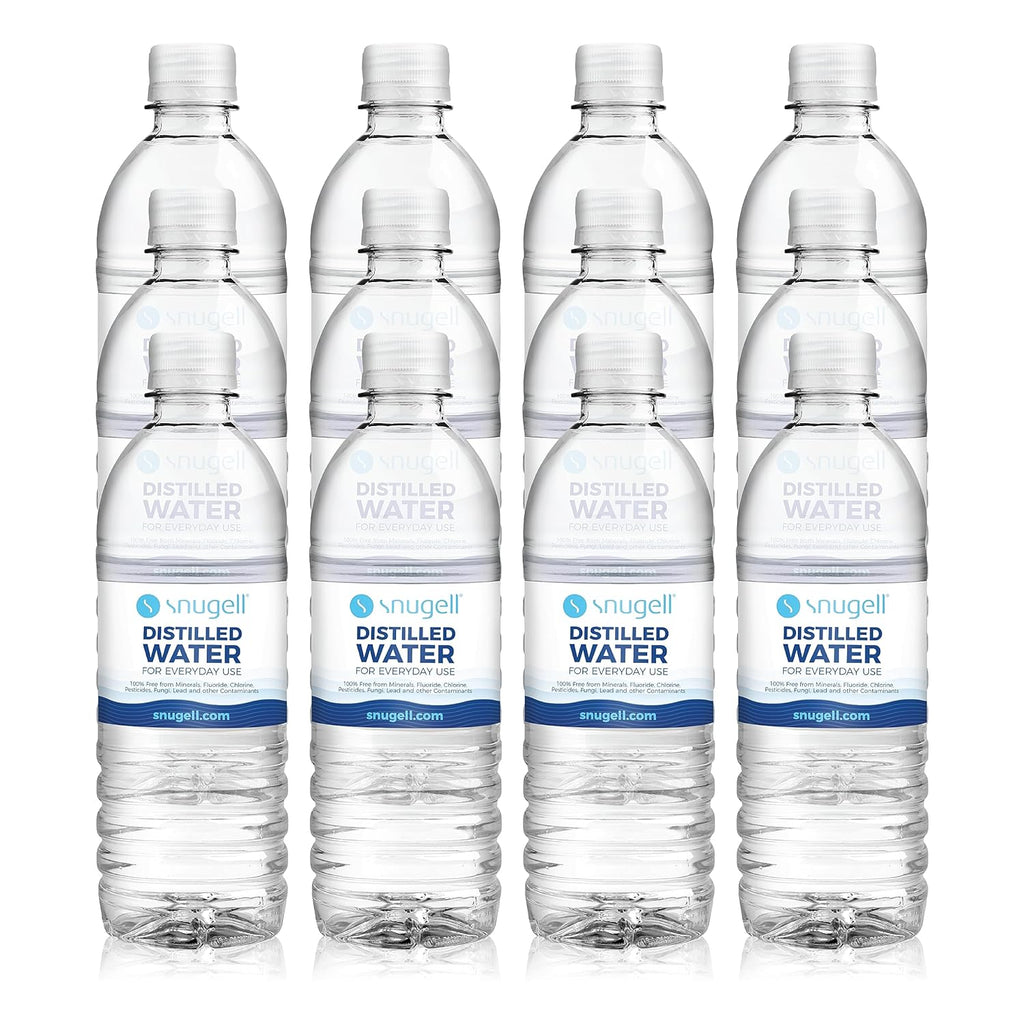 Snugell Distilled Water 16.9 oz Bottles 12-Pack | Pure, Safe, Clean, Ultra-Filtered | BPA Free | Convenient Everyday Use Distilled Water | Made in USA