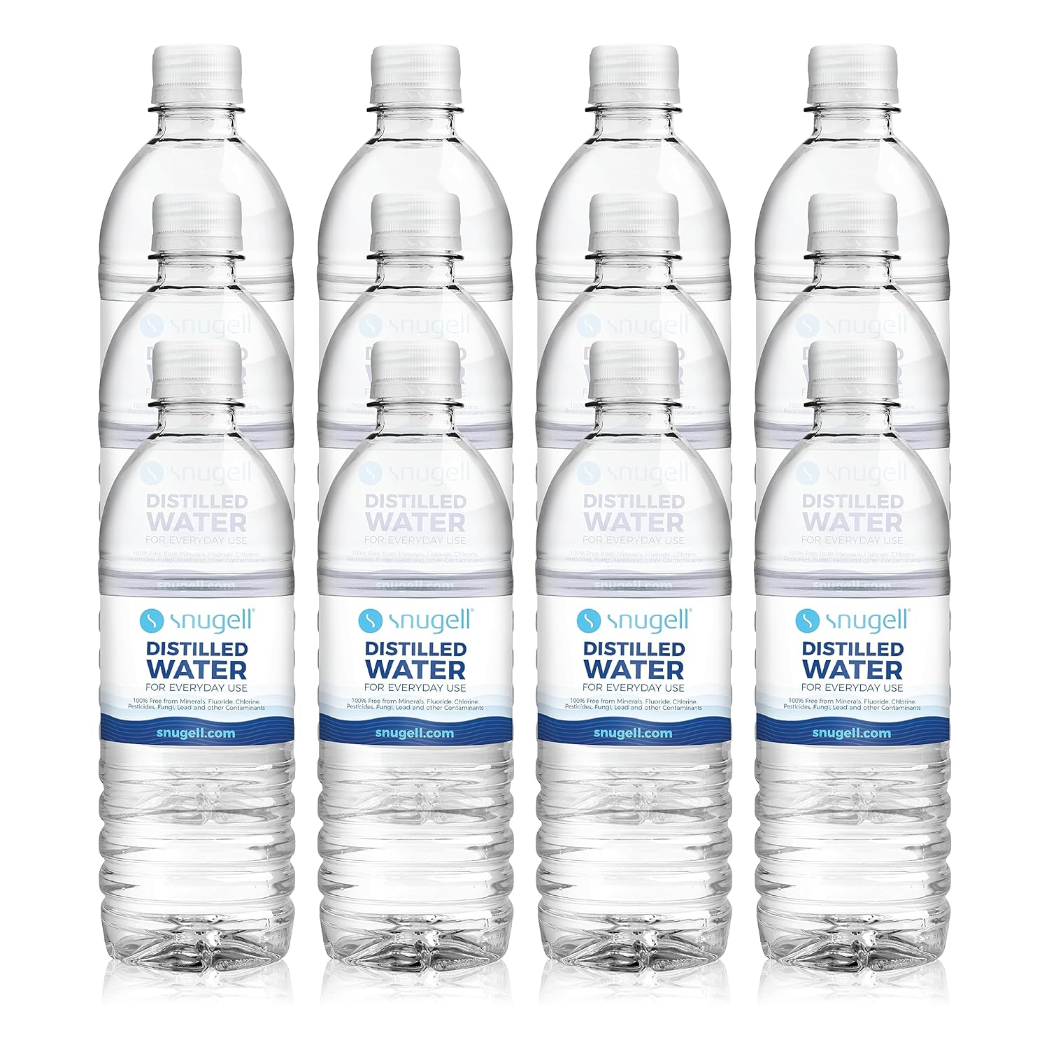Snugell Distilled Water 16.9 oz Bottles 12-Pack | Pure, Safe, Clean, Ultra-Filtered | BPA Free | Convenient Everyday Use Distilled Water | Made in USA