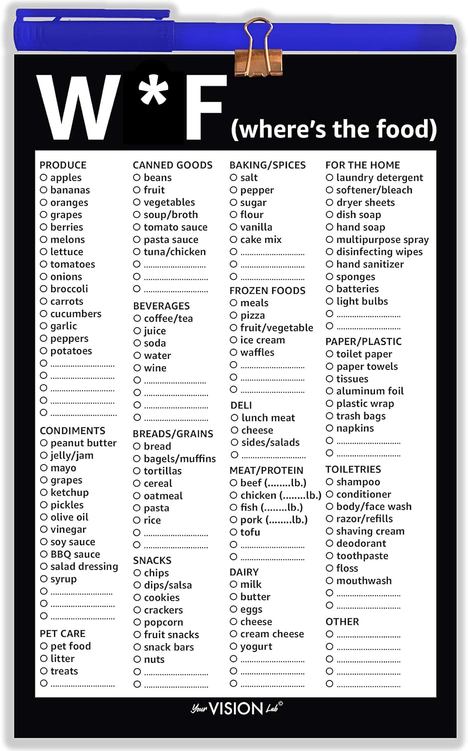 Funny Grocery List Pad with fridge magnet & PEN HOLDER- 50 Sheets, 8.5” x 5.5” meal planner List Notepad for Refrigerator Kitchen and Home GIFT decor to do list cool stuff note pads fridge magnets