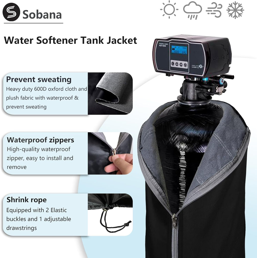 Outdoor Insulated Water Softener Tank Cover 13x54, Black J880206