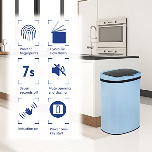 13 Gallon Automatic Kitchen Trash Can with Lid, Stainless Steel X308980