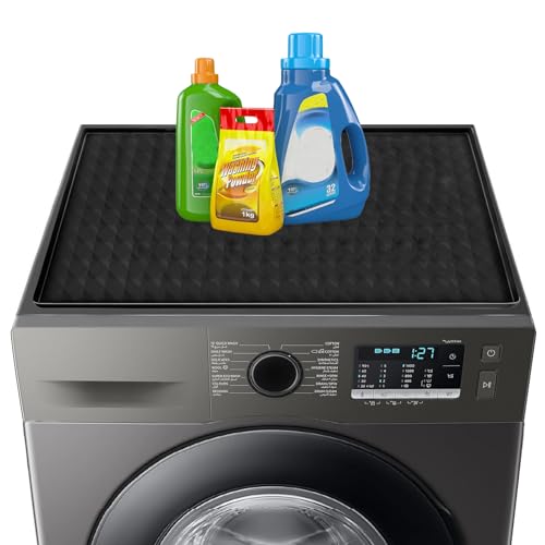 Washer and Dryer Top Protector Mat Washer Dryer Countertop with Edge Anti-Slip (23.6" x 23.6"), Anti-Scratched Silicone Waterproof Mat for Dryer, Heavy Duty Washable Top Cover Pad for Laundry Room