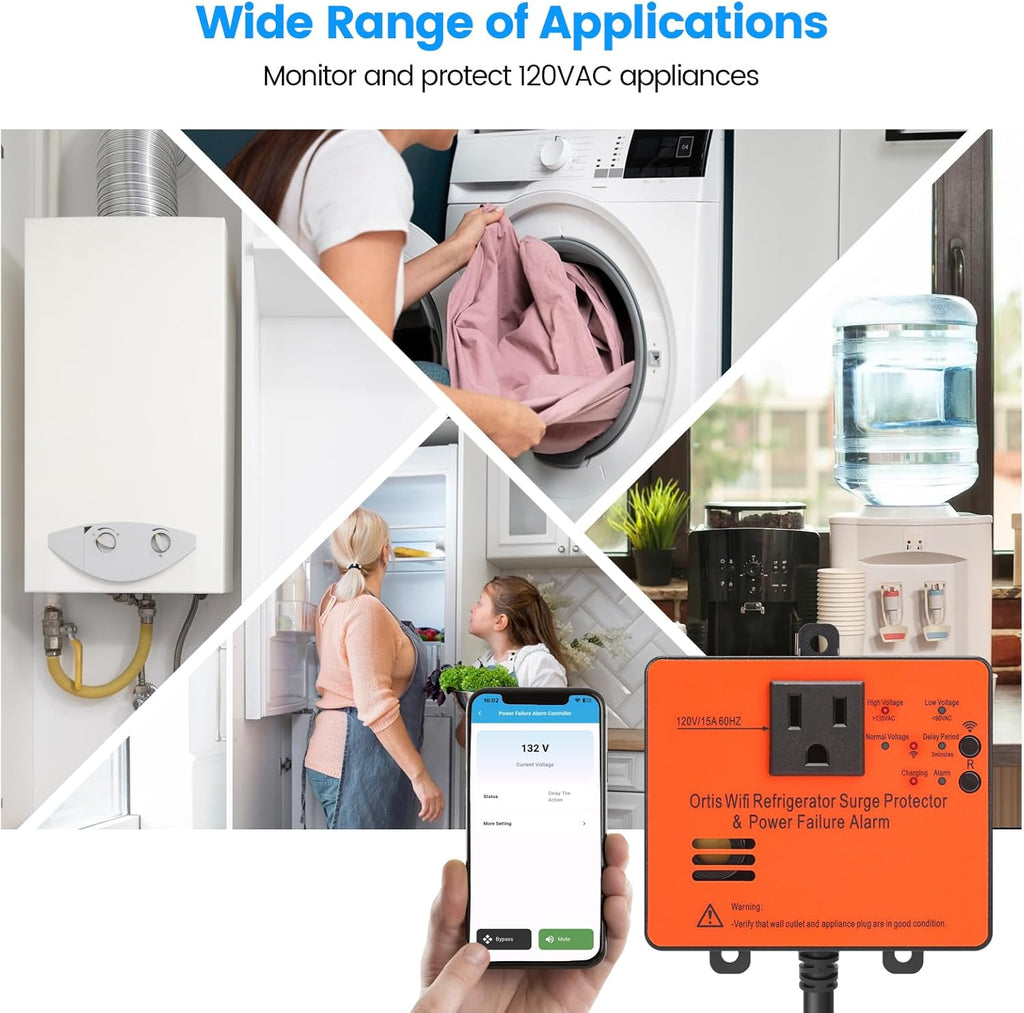 Wi-Fi Smart Power Failure Alarm Surge Protector for Refrigerator B64689