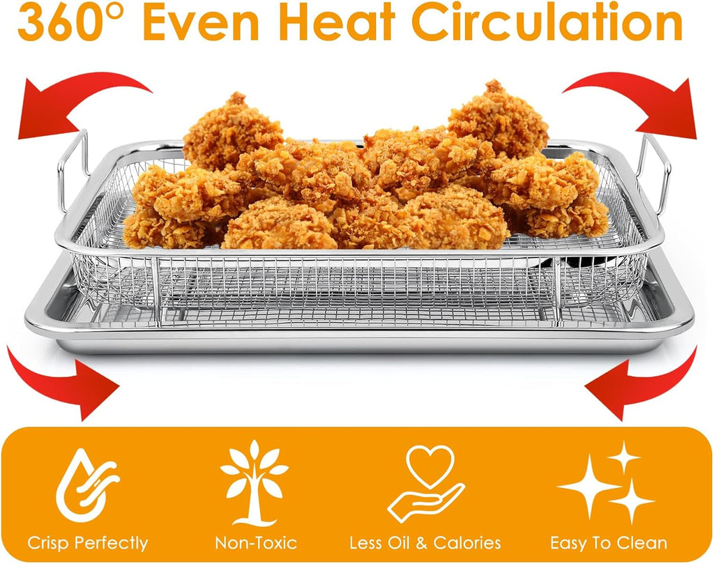 Stainless Steel Air Fryer Basket and Tray Set 13 x 10 Inches C126958