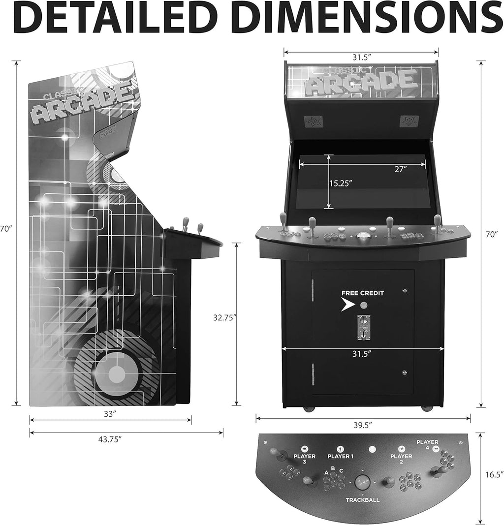 Creative Arcades Full Size Stand-Up Arcade Machine 4 Player 32" LCD Screen L12252