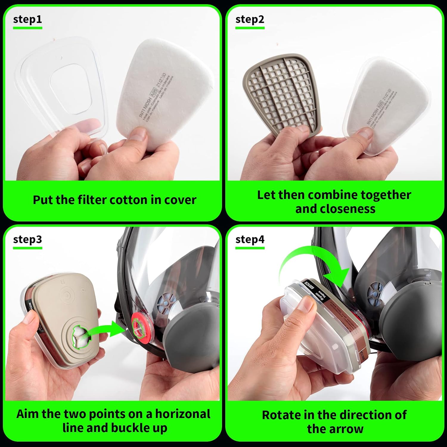 Full Face Respirator Mask with Filters, Reusable for Paint, Dust and Chemicals G666282