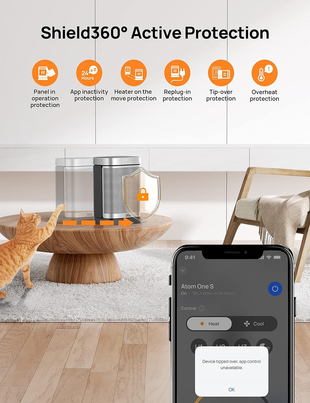 Dreo 1500W Smart Space Heater for Indoor Use, Portable with 70° Oscillation K764547