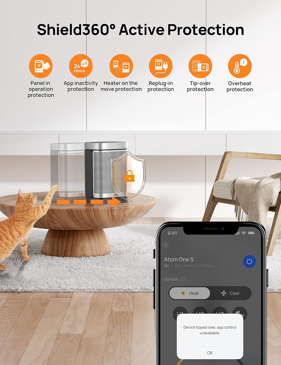 Dreo 1500W Smart Space Heater for Indoor Use, Portable with 70° Oscillation K764547