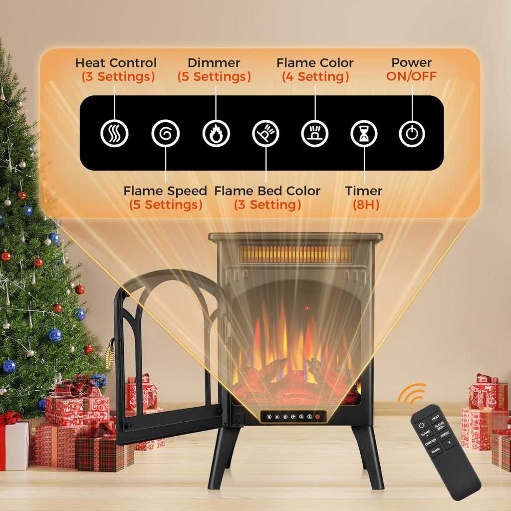 COWSAR Electric Fireplace Infrared Heater with 3D Flame, Remote Control, 5100 BTU P23804