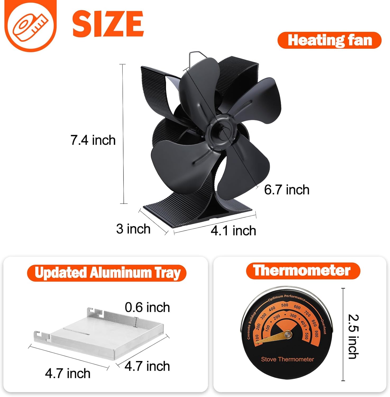 Heat Powered Stove Fan for Mr. Buddy Heater with Bracket & Thermometer R713543