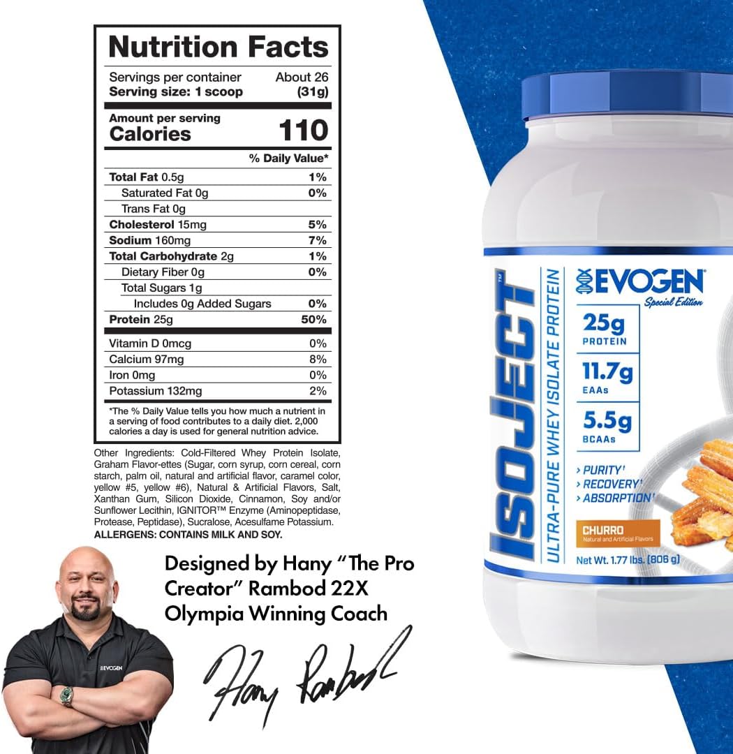 Evogen Isoject Whey Isolate Protein Powder, Churro S523127