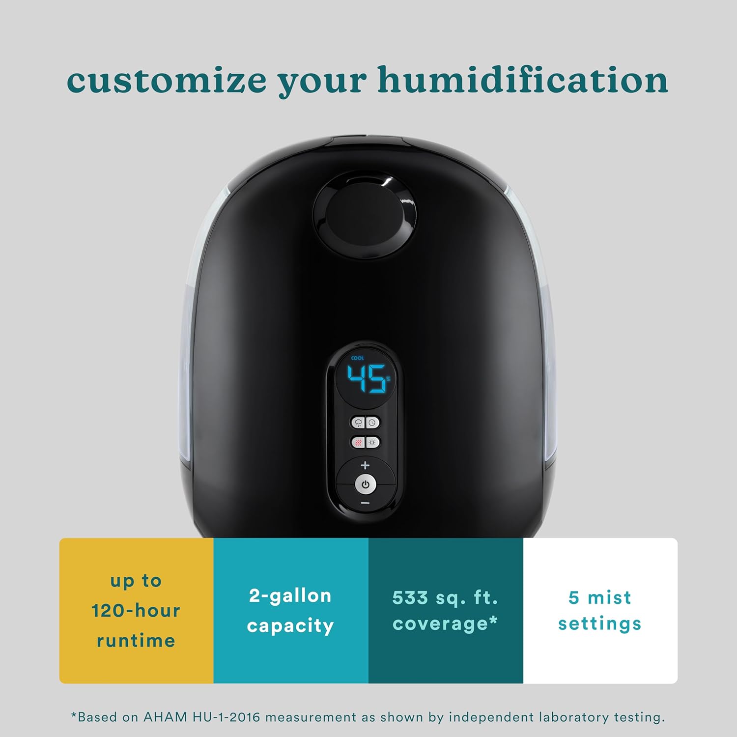 Homedics TotalComfort Deluxe Humidifier, Top-Fill Dual 3.8L Tanks, Cool and Warm Mist, Black W57422