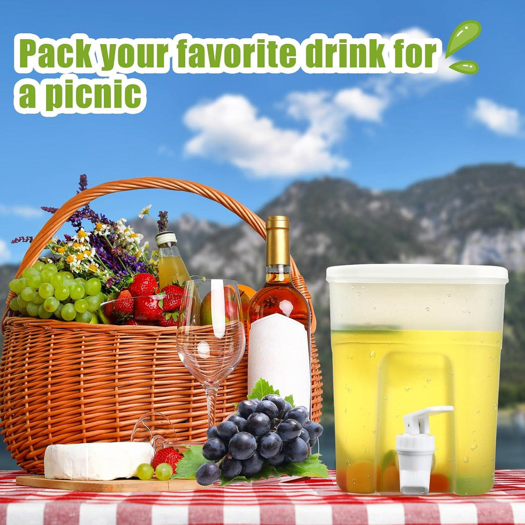 1 Gallon Drink Dispenser with Spigot, Plastic Beverage Container with Lid, 3 Pack W61168