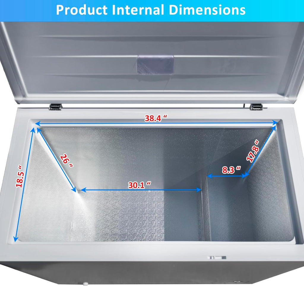 Smad Chest Freezer 10 Cu. Ft. with Lock and Adjustable Thermostat, White H6972