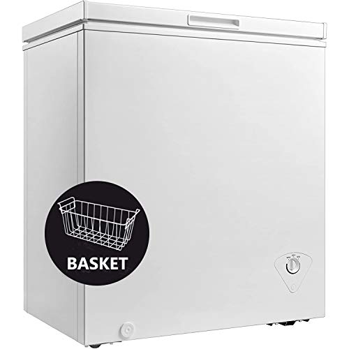 Smad Chest Freezer 10 Cu.Ft with 3 Removable Basket and Lock, Large Deep Freezer Low Noise, Perfect for Home, Kitchen, Garage and Basement, White