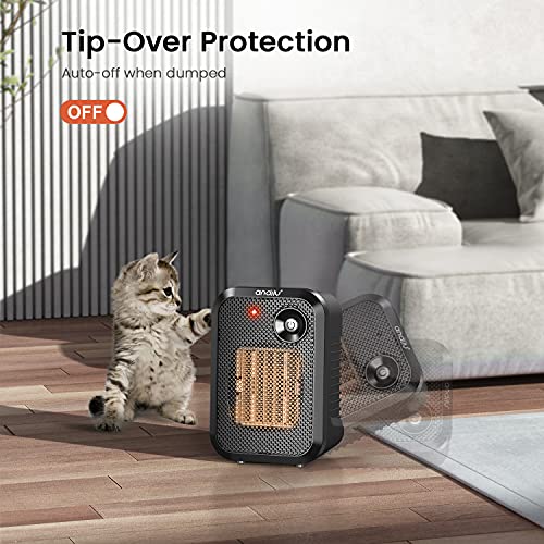 andily 500W Space Heater for Home Office Desk Use with Safety Switch Z66644
