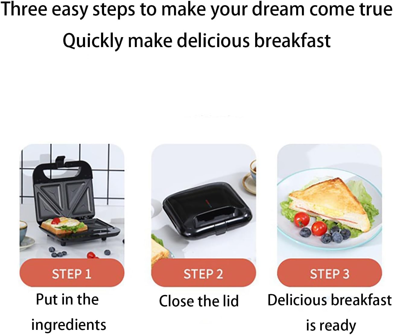 Waffle Maker with Removable Non-Stick Tray, 3-in-1 Belgian, 750W B11139