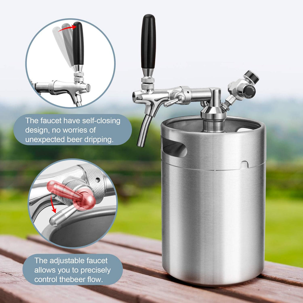 TMCRAFT 170oz Mini Keg Growler, Stainless Steel Pressurized Homebrew Beer Kit V163817