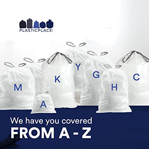 Plasticplace 6 Gallon Trash Bags, White Drawstring, 17" x 20" U574532