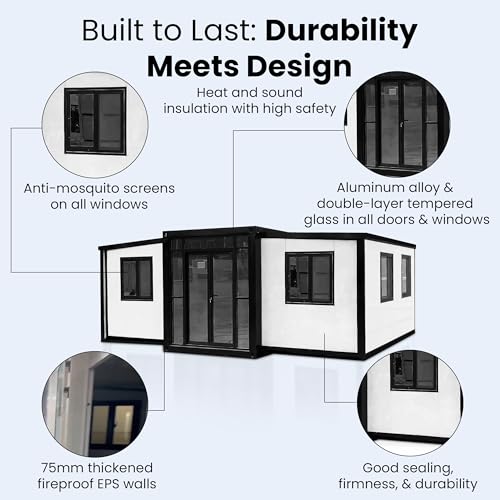 Portable Prefab Tiny Home 19x20ft Expandable with Restroom H126732