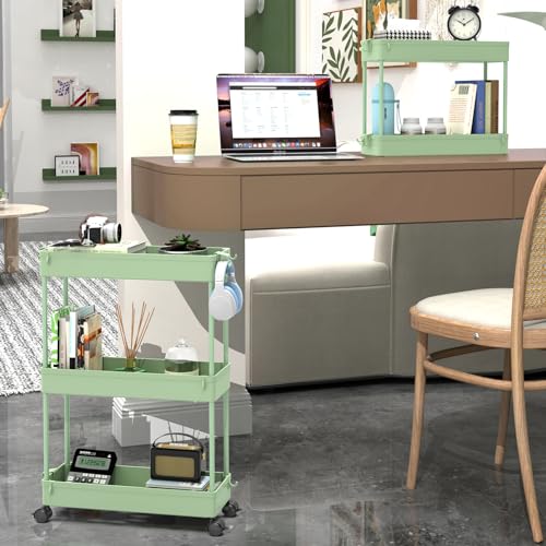 SPACEKEEPER Slim Storage Cart 3 Tier Rolling Utility Cart for Kitchen Bathroom Laundry W793657