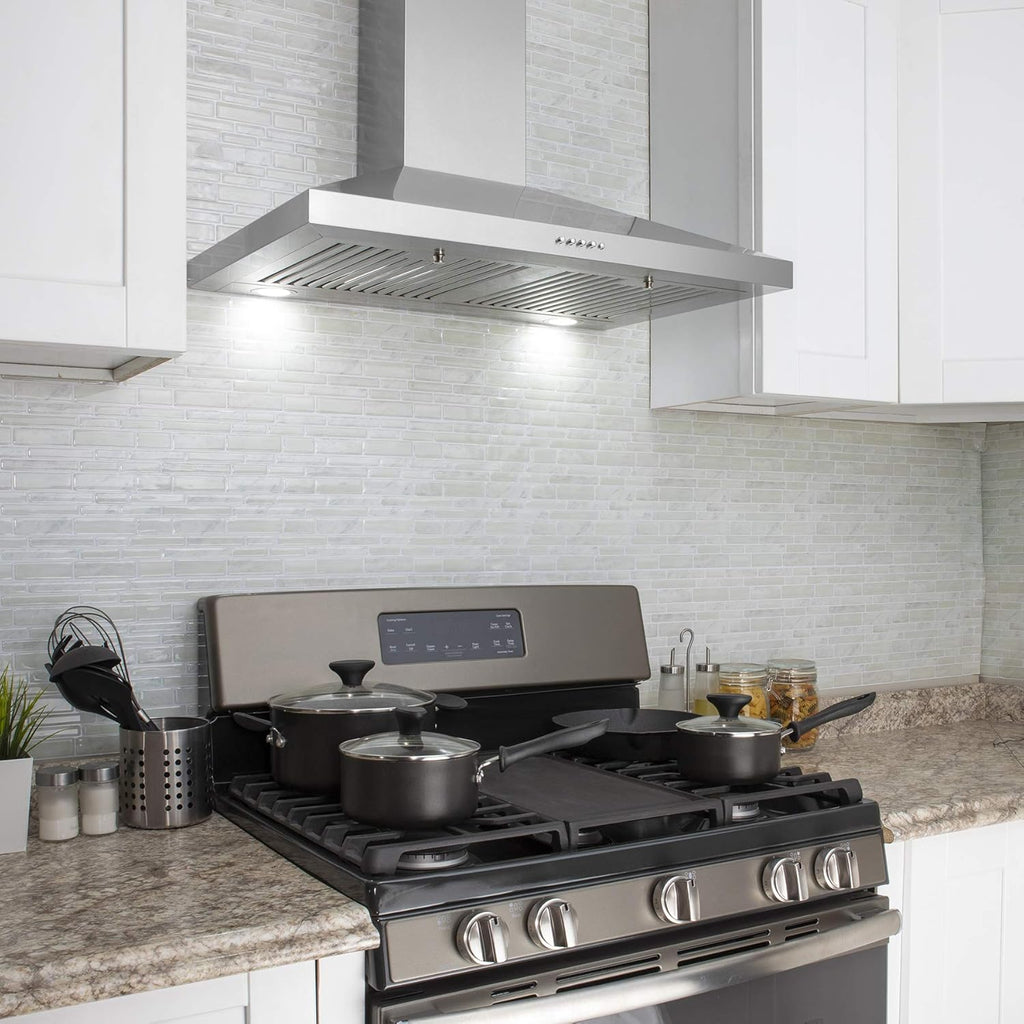 AKDY 30" Wall Mount Range Hood Stainless Steel with LED Lighting C9197