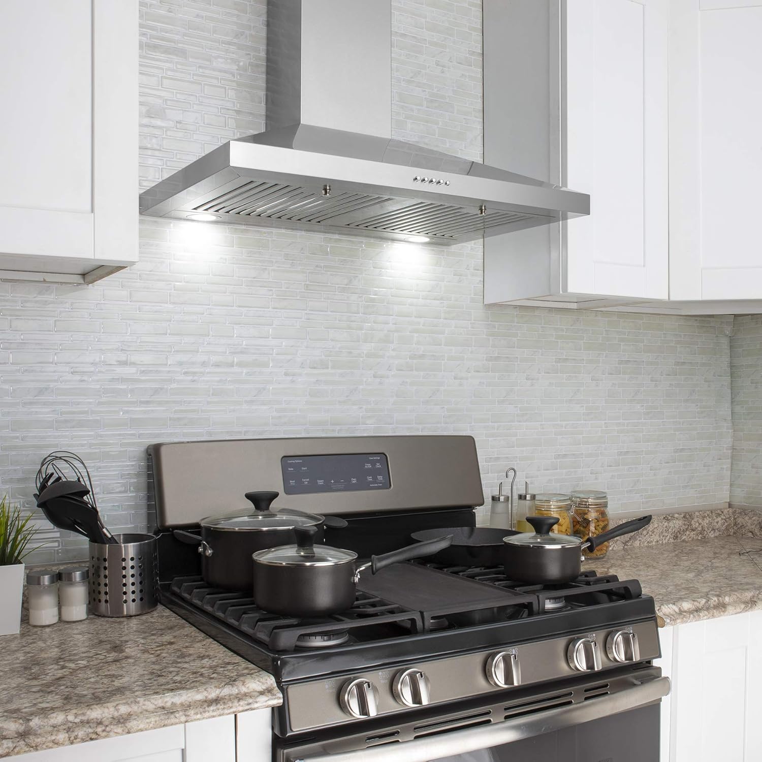 AKDY 30" Wall Mount Range Hood Stainless Steel with LED Lighting C9197