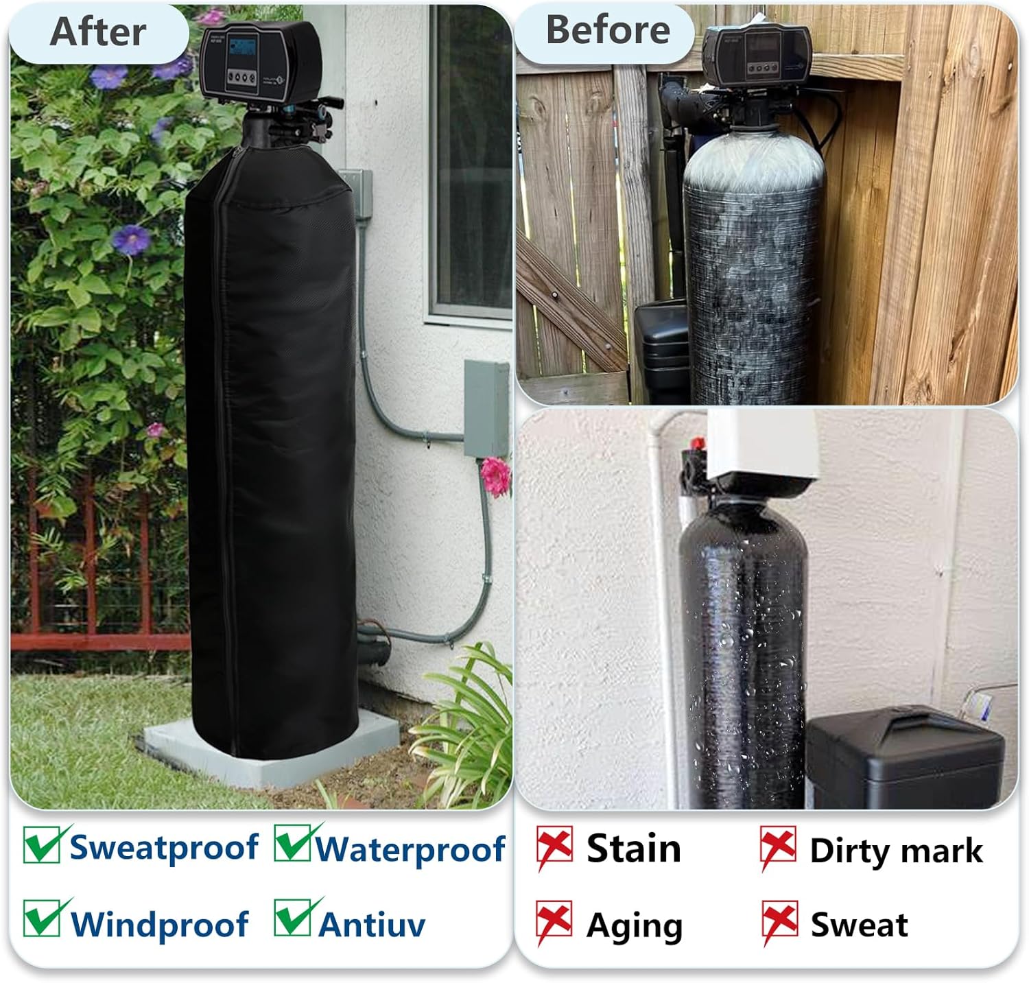 Outdoor Insulated Water Softener Tank Cover 13x54, Black J880206