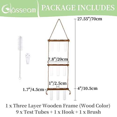 Hanging Plant Propagation Stations with Wooden Stand Glass Vases V66079