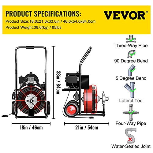 VEVOR Drain Cleaner Machine with Foldable Handle K15155