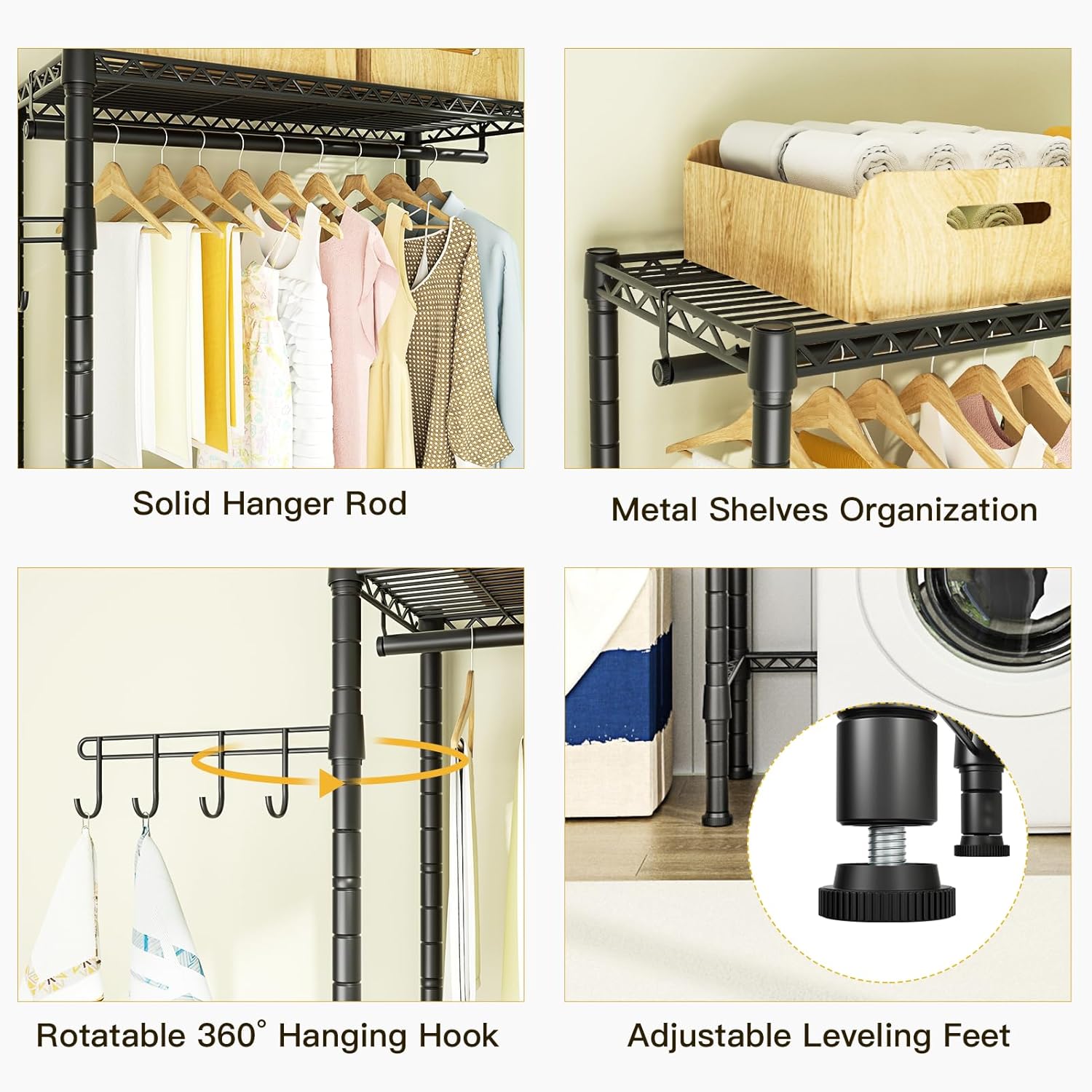 Ulif U3 Over Washer and Dryer Shelves, Heavy Duty Metal Freestanding Storage, Black A609