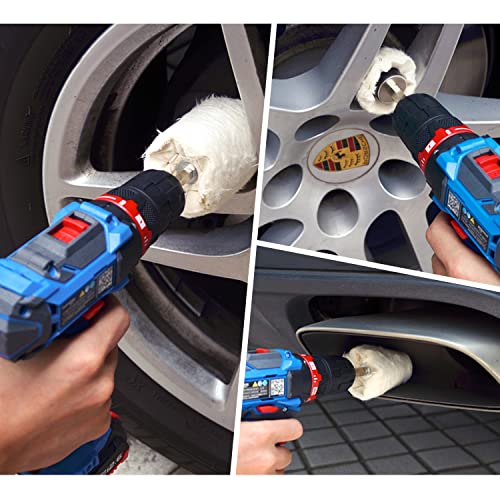 WORKEASE Buffing Wheel for Drill, Flannelette Polishing Wheels Kit with 1/4'' Shaft R251481
