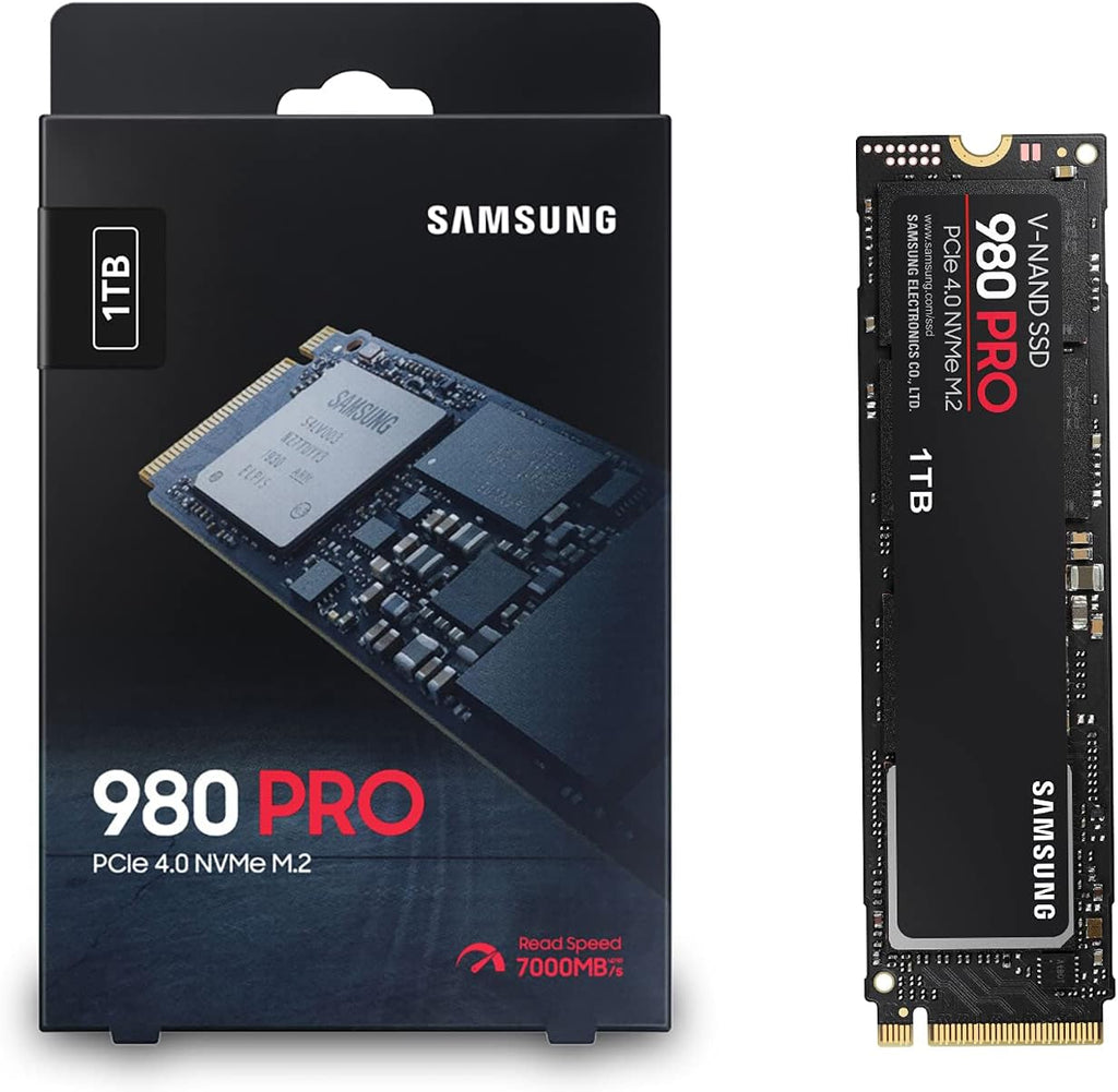 Samsung 980 PRO 1TB PCIe SSD - 7,000 MB/s 4.0 x 4 M.2 NVMe Gen4 Internal Gaming Solid State Drive with V-NAND Technology for Laptops Desktops and Crypto Chia Mining