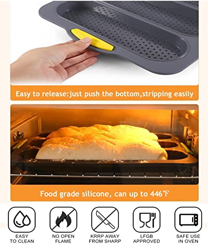 MUJUZE Silicone Loaf Pan with 6 Muffin Cups, Nonstick & Heat Resistant W493885