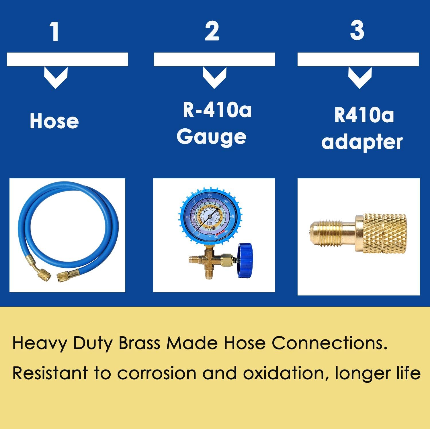 R410a Recharge Kit AC Manifold Gauge Hose for Refrigeration Charging Q97237