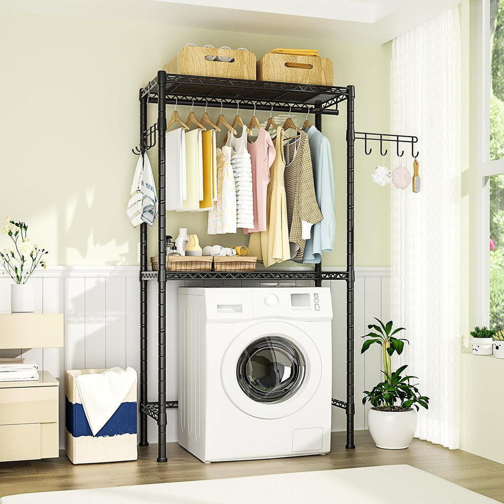 Ulif U3 Over Washer and Dryer Shelves, Heavy Duty Metal Freestanding Storage, Black A609